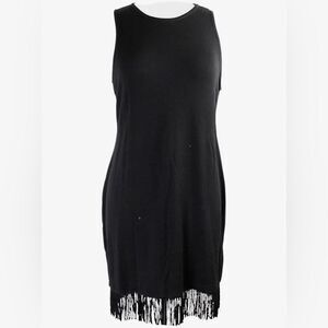 Lauren Ralph Lauren French Terry Mini Dress with Fringe in Dark Black Women’s S